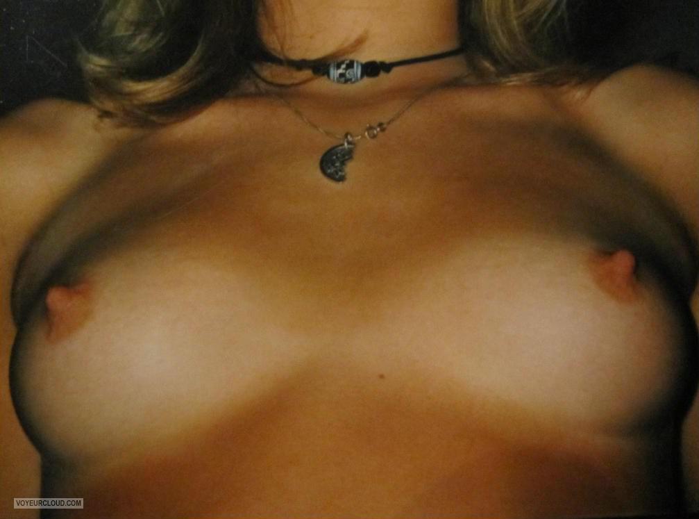 Tit Flash: Wife's Tanlined Small Tits - Sina from United States
